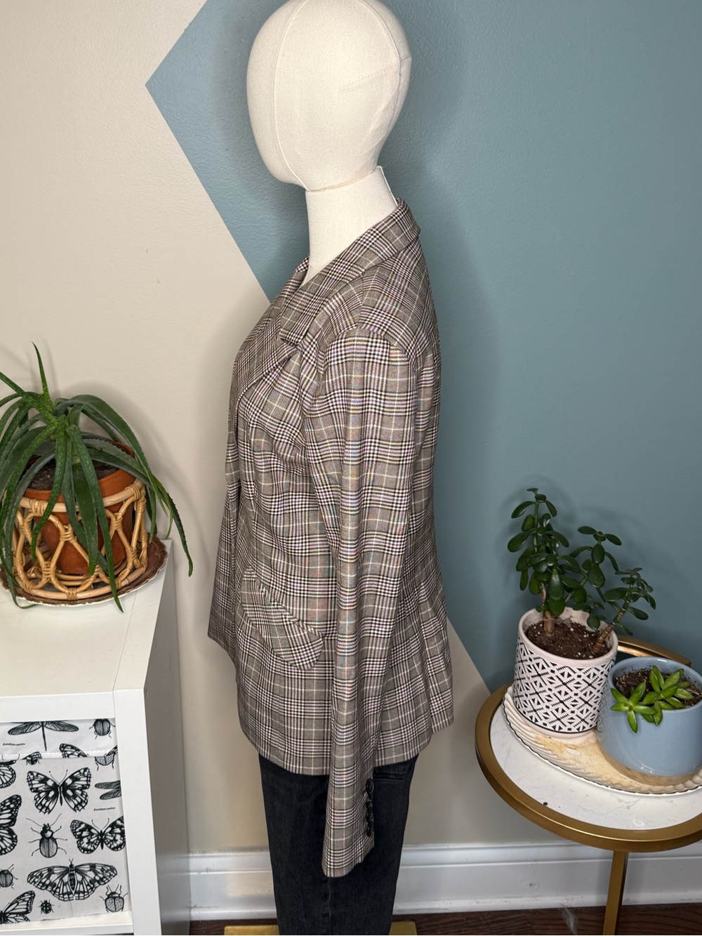 Halogen Prince of Wales Plaid Tailored Blazer Office Heritage Equestrian Size 6 - Picture 4 of 13